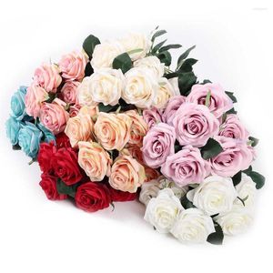 Decoratieve bloemen 1 Bunch Rose Silk Artificial Flower For Table Setting Wedding Party Festival Home Decoratie Arrangementen