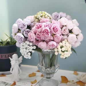 Decoratieve bloemen 1 BULT HUIDIGE DUIDELIJKE TEXTUUR KRIJKTE TEXTURE FLOOM GEEN PATERING CREATE VITALITY 27 HOOFDS ROSSEN DIY Wedding Bridal Hand Bouquet