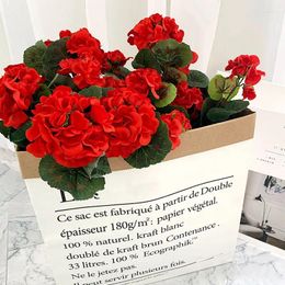 Fleurs décoratives 1 bouquets de géranium artificiel, fausse plante en soie, pour mariage, jardin, maison, décoration de noël, arrangement, décor