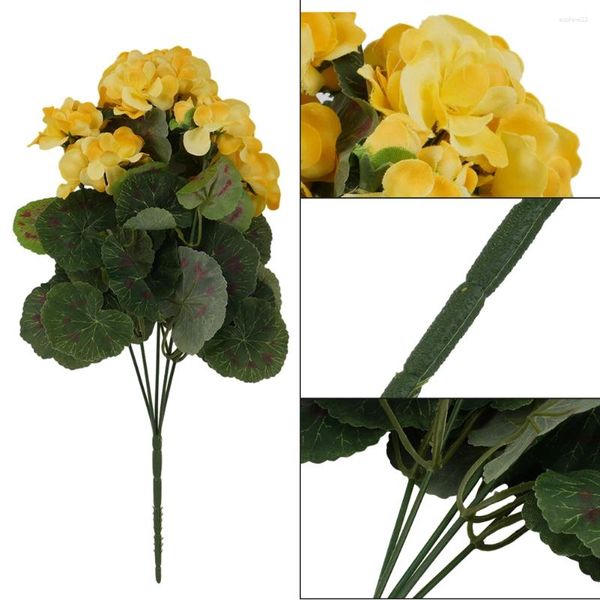 Fleurs décoratives 1 grappes Geranium artificiel Plantes roses rouges Fleur pour la fête de la fête de la fête de mariage