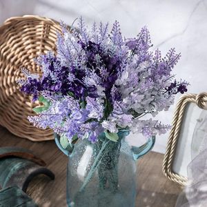 Fleurs décoratives 1 Bundle 10 Têtes Artificielle Romantique Provence Lavande Vase De Mariage En Plastique Pour La Décoration Intérieure Faux Plante