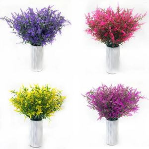 Fleurs décoratives 1 faisceau en plastique artificiel fausse plante plante lavande bouquet de table de table pour mariage extérieur de maison décoration de jardin