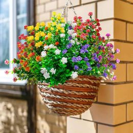 Fleurs décoratives 1 paquet arbustes artificiels résistants aux UV plants de fausse fleur verterie extérieure pour la fête de décoration de jardin de mariage de bureau