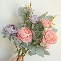 Decoratieve bloemen 1 Bundel Silk Peony Macarone Artificial For Home Decor Christmas Fake Flower Bouquet Wedding Party Decorations Indoor