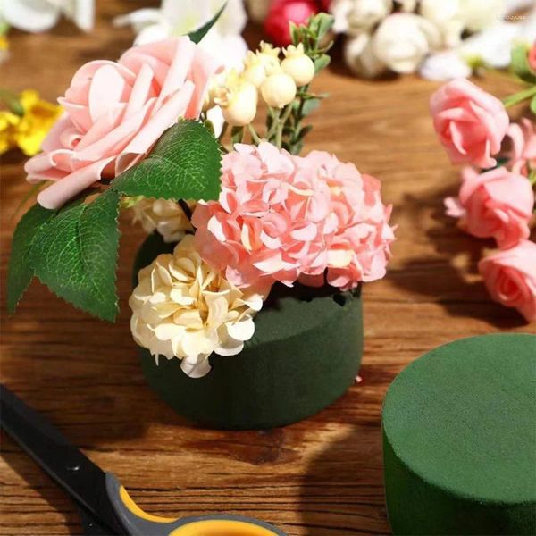 Fleurs décoratives 1 bouquet de briques en mousse, décoration florale, allée de mariage, bloc de fête rond vert, garder la fraîcheur, arrangement floral artisanal