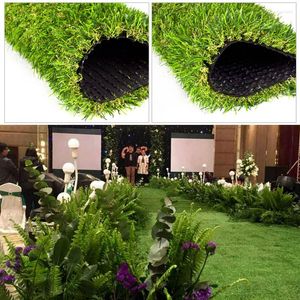 Fleurs décoratives 1 M2 Gazon Artificiel Tapis Vert Enclos Tissu Sol Faux PVC Herbe Tapis Maison Jardin De Mariage Décoration Pelouse