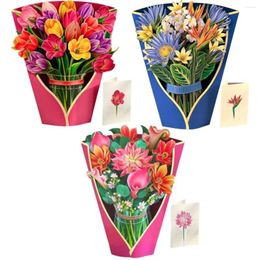 Decoratieve bloemen 1 pak - Dagelijkse waardering Paper Up-kaarten 11,4 inch Levensgrote Forever-bloemboeket 3D-pop-upgroet