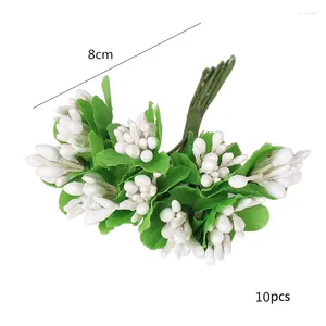 Fleurs décoratives 1 paquet de fleurs artificielles en plastique pour une décoration chaleureuse de la maison, perles limitées blanc crème, décoration de fête de mariage, année DIY