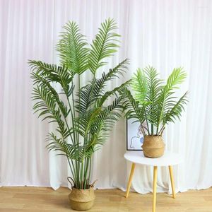 Decoratieve bloemen 1 pc 12/18 vorken kunstmatige palmbladeren takken groen plastic nep grote tropische planten voor huizentuin buiten decor