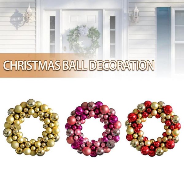 Flores decorativas 1 PC Bolas de Navidad Guirnalda artificial Puerta delantera Decoración Colgante Guirnalda Colgante Pared Ventana Adornos Fiesta