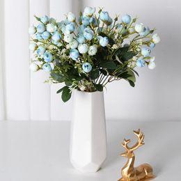 Flores decorativas, 1 pieza, ramo de rosas artificiales de seda sintética para boda, fiesta, hogar, decoración, hermosos regalos de interior, 34cm de largo