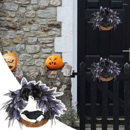 Decoratieve Bloemen 1 St Halloween Krans Deurkleden Vlinderdas Kraai Decoratie Gesimuleerde Wijnstok Spookachtige Sfeer Ideaal Voor Feesten