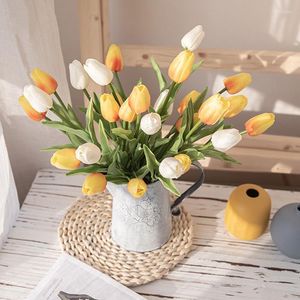 Decoratieve bloemen 1 stuk PU Real Touch Tulpen Kunstarrangement voor thuiskantoor Bruiloftsdecoratie