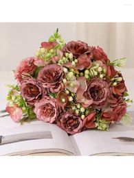 Fleurs décoratives 1 pc simulation fleur classique lafite pivoine rose Rose brodée Bouquet bouquet de mariage décoration de maison