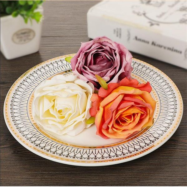 Flores decorativas, 1 pieza, varios colores, anillos de servilletas de rosas simuladas, decoración de mesa de boda, hebillas de madera elegantes, adornos románticos para restaurante