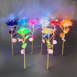 Decoratieve bloemen 1 pc met schakelaar Verjaardag Eeuwige Bloem Gift Artificial Anniversary Valentijnsdag Dazzling Color Changing Led Light