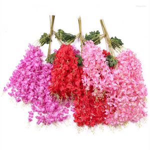 Fleurs décoratives 1 Pcs 110 cm Glycine Fleur Artificielle Soie Vigne Guirlande Suspendue Pour La Fête De Mariage Jardin En Plein Air Verdure Bureau Mur