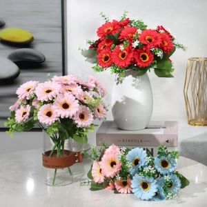 Fleurs décoratives 1 pcs 6 têtes bouquet artificiel élégant beau bricolage petite marguerite simple chrysanthemum coloré créatif