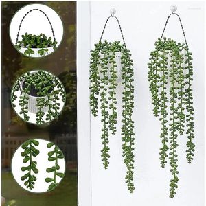 Fleurs décoratives 1 pcs 70 cm plante de simulation verte vigne succulente salon mur suspendu feuilles pour jardin extérieur décoration de mariage en plein air