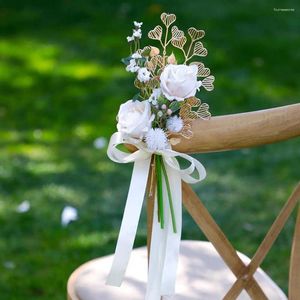 Fleurs décoratives 1 pièces chaise artificielle dos fleur multicolore Pew pour mariages église cérémonie fête décor en gros goutte