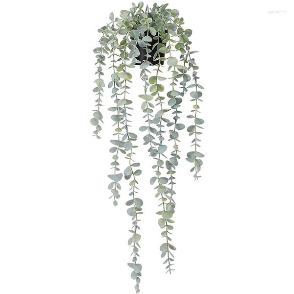 Fleurs décoratives 1 pcs plantes suspendues artificielles fausses plante d'eucalyptus en pot en pot pour peigne de salle de paramètre Patio intérieur extérieur décor