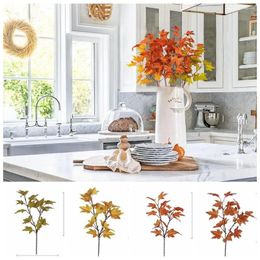 Decoratieve bloemen 1 pc's Autumn Artificial Branch Handmade 2 vork bloemstuk Creatieve nep