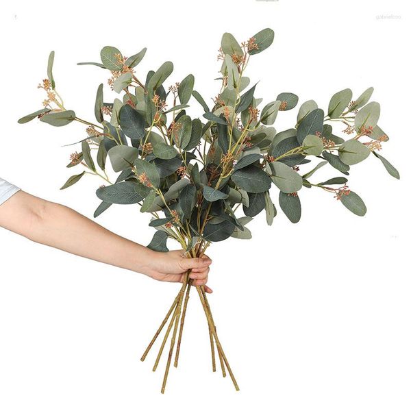 Fleurs décoratives 1 PCS Haute Qualité Artificielle En Plastique Vert Feuilles Plante Branche Herbe Arbuste Décor À La Maison Jardin Décoration Cadeau F706