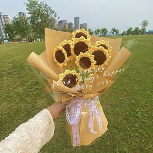 Fleurs décoratives 1 PCS Bouquet de tournesol romantique Creative Creative Hand-Tized Long Life Flower Art for Wedding Gift