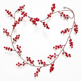 Decoratieve bloemen 1 stuk/tas 190 cm lange rode bessen snaar hanger kerstboomdecoratie familie party festival diy ambachten