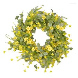 Fleurs décoratives 1 pièce couronne de ferme avec feuilles vertes d'eucalyptus 22 pouces pour mur de porte d'entrée