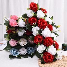 Fleurs décoratives 1 pièce de panneau mural de fleurs artificielles, Rose 3d pour fête de mariage, décoration extérieure de mariée