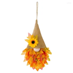 Fleurs décoratives 1 morceau de Thanksgiving Supplies comme montré en tissu PVC Couronne d'automne avec corde de lampe