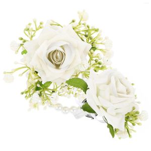 Fleurs décoratives 1 ensemble artificiel fleur de bracelet de bracelet boutonniere kit de mariage romantique