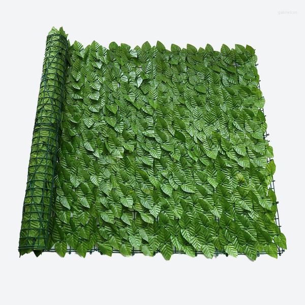 Fleurs décoratives 1 Set Artificielle Vert En Plastique Mur Feuille Écran Haie Confidentialité Clôture Panneaux Extérieur Jardin Décoration Maison 3 0.5 m