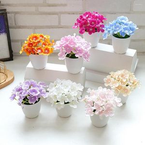 Flores decorativas 1 Juego de maceta de flores de seda Artificial bonsái plantas de árboles pequeños en maceta ornamental Po Props escritorio decoración del hogar