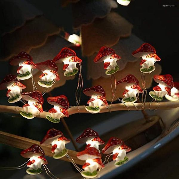 Fleurs décoratives 1 ensemble guirlande lumineuse de Pâques alimenté par batterie facile à installer 20/30 ampoules LED fil de cuivre lampe champignon décor à la maison