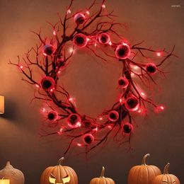 Decoratieve Bloemen 1 Set Halloween Krans Met Led Verlichting Deur Opknoping Deadwood Oogbol Feestelijke Decoratie Voor Muur Raam