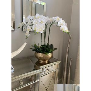 Fleurs décoratives 1 ensemble de haute qualité Orcs Arrangement Latex Sil Real Touch Big Taille Table de luxe Fleur Accueil El Decor No Vase Dh2Hv