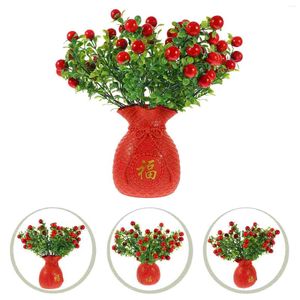 Decoratieve bloemen 1 set creatieve geldzakvorm Bloemenvaas Home Desktop Office Decor met fruit