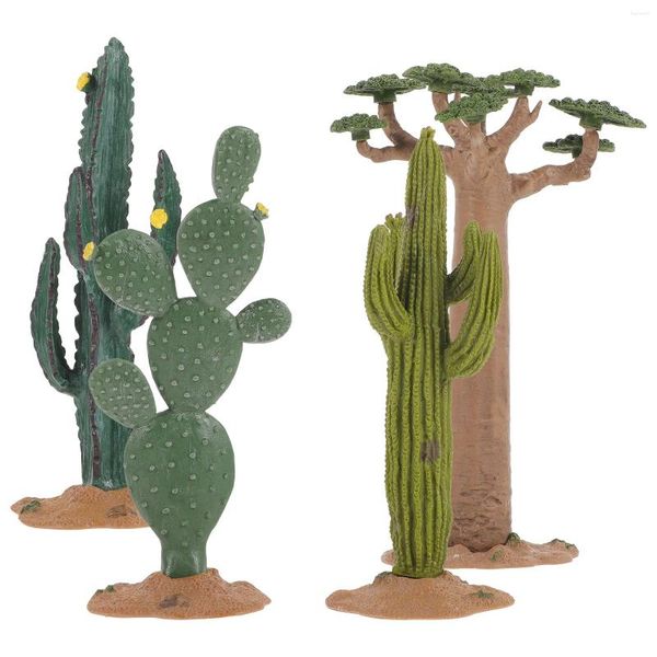 Flores decorativas 1 juego de modelo de cactus simulado Decoración artificial Plantas de árboles falsos Prop Mini Diseño de paisaje del desierto