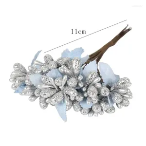 Decoratieve bloemen 1 Warm Home Decoratie Silver Kleur Stamen Diy Party Jaar Ball Charms Pakket Plastic kunstmatige bloem