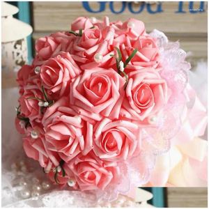 Fleurs décoratives 10/20/30 pièces 8 cm grand Pe mousse Rose fleur artificielle bouquet de mariée pour mariage maison fête décoration bricolage Scrapbookin Dhngo