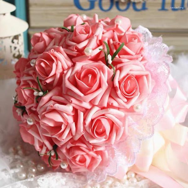 Fleurs décoratives 10/20 / 30pcs 8cm Big PE mousse rose Rose Bouquet nuptial de fleurs artificielles pour la décoration de fête de fête de mariage
