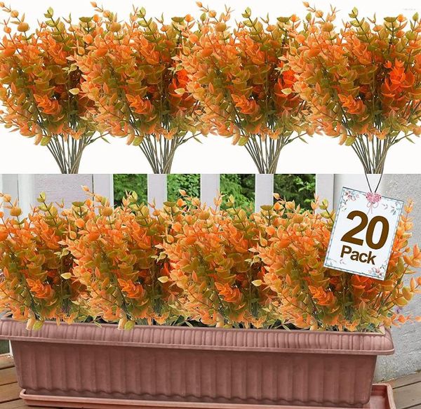 Flores decorativas 10/20 PCS Artificial al aire libre Resistente a los rayos UV Plantas de plástico falsas Falsas caídas para colgar Jardinera Jardín Porche Boda