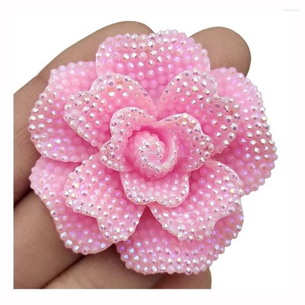 Flores decorativas 10/20PCS 45mm AB Glitter Roses Flower Flatback Flat Back Resina Cabujones Scrapbooking Caja del teléfono Decoración DIY Joyería Cabello