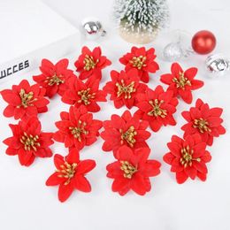 Fleurs décoratives 10 / 20pcs 6cm de Noël de Noël de Noël Ornements d'arbre de Noël 2024 NAVIDAD ANNÉE DÉCOR