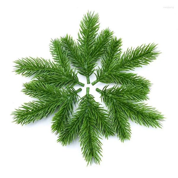 Fleurs décoratives 10/20 pièces artificielles PE blanc vert pin plantes Branches mariage maison fête décorations bricolage arbre de Noël artisanat