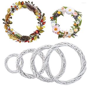 Decoratieve bloemen 10-30 cm natuurlijke rattan rieten ronde wijnstok ring witte krans feest decoraties thuis raam deur ornamenten diy ambacht