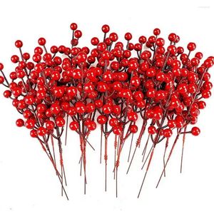 Fleurs décoratives 10 / 30pcs Simulation berry réutilisable réaliste couleur vive ornement de Noël rouge artificiel pour la maison