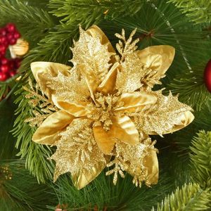 Decoratieve Bloemen 10/5 Stuks 14 Cm Glitter Kunstmatige Kerst Kerstboom Ornamenten Vrolijk Decoraties Voor Huis Jaar Geschenk navidad